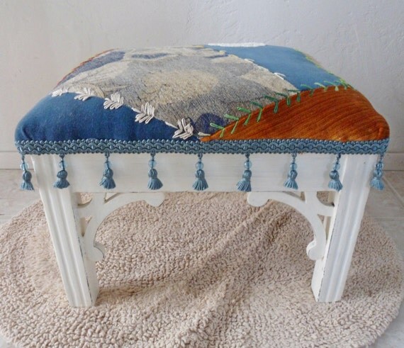 Fashioned Foot Stools white re fashioned foot stool embroidered Fashioned Foot Stools white re fashioned foot stool embroidered