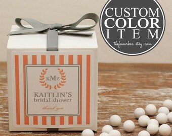 12 - Personalized Favor Boxes - Striped Monogram Label - Wedding Favors, Baby Shower Favors, Bridal Shower Favors, Monogram Favor Box