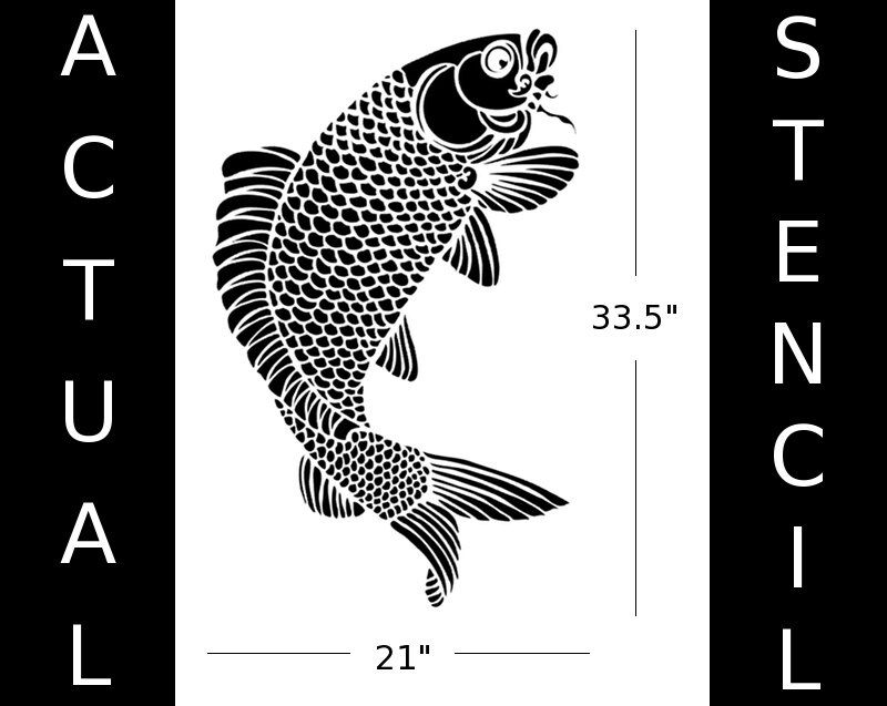 Koi Fish Wall Stencil Giant Fish Large by OliveLeafStencils