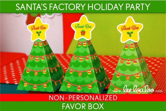 Santa’s Factory Holiday Party Favor Box & Bonus: Favor Tags NonPersonalized Printable // Santa’s Factory - H3Nk Il_570xn