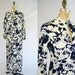 Vintage 1960s Maxi Dress / Blue Floral / Long Sleeves / Medium