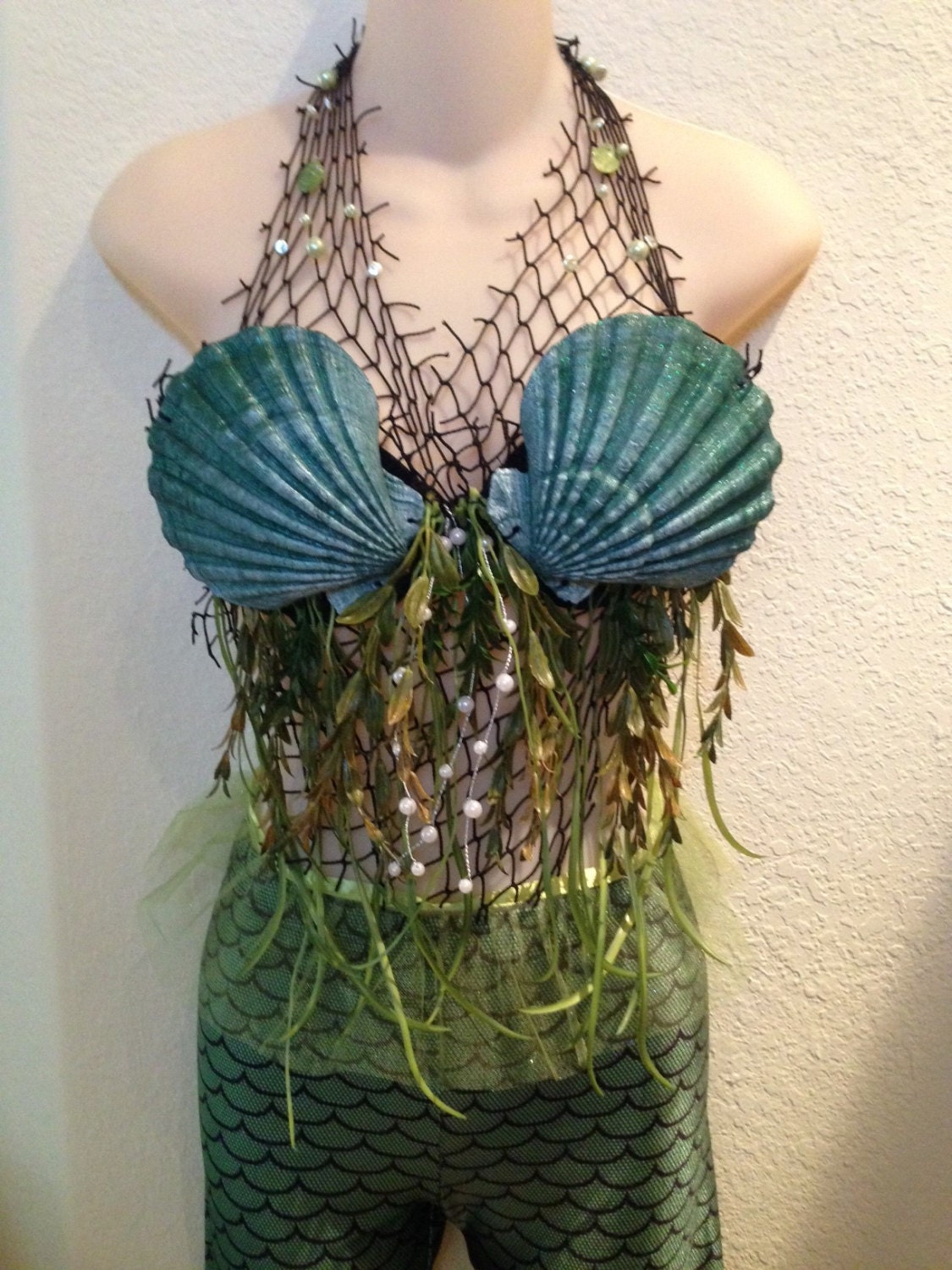 mermaid costume shell bra top