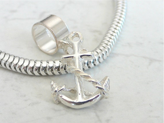 3D SHIPS ANCHOR Sterling Silver Nautical Marine Charm Fits All