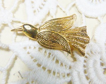 Vintage Gold Bird Brooch - BR-009