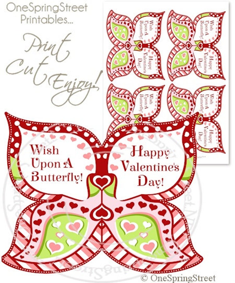 Printable Valentine Butterfly Lollipop Card By Onespringstreet