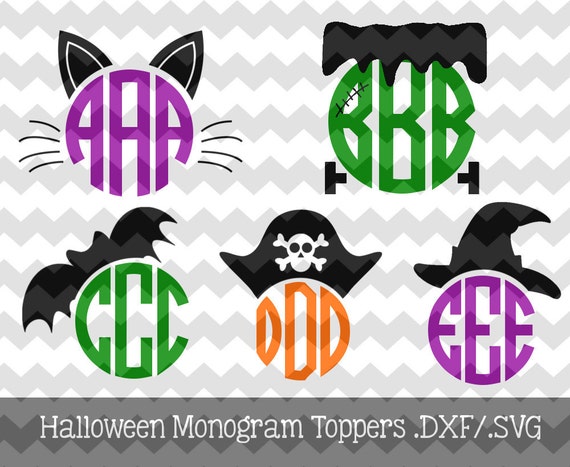 Halloween Monogram Toppers .DXF/.SVG/.EPS Files for use with