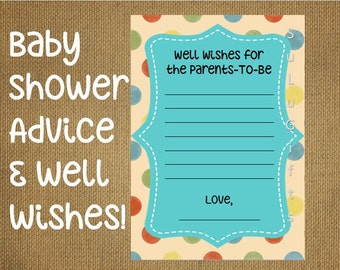 SALE Baby Boy Baby Shower Game Wishes for Baby Advice Cards