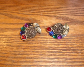 vintage clip on earrings large colorful lucite