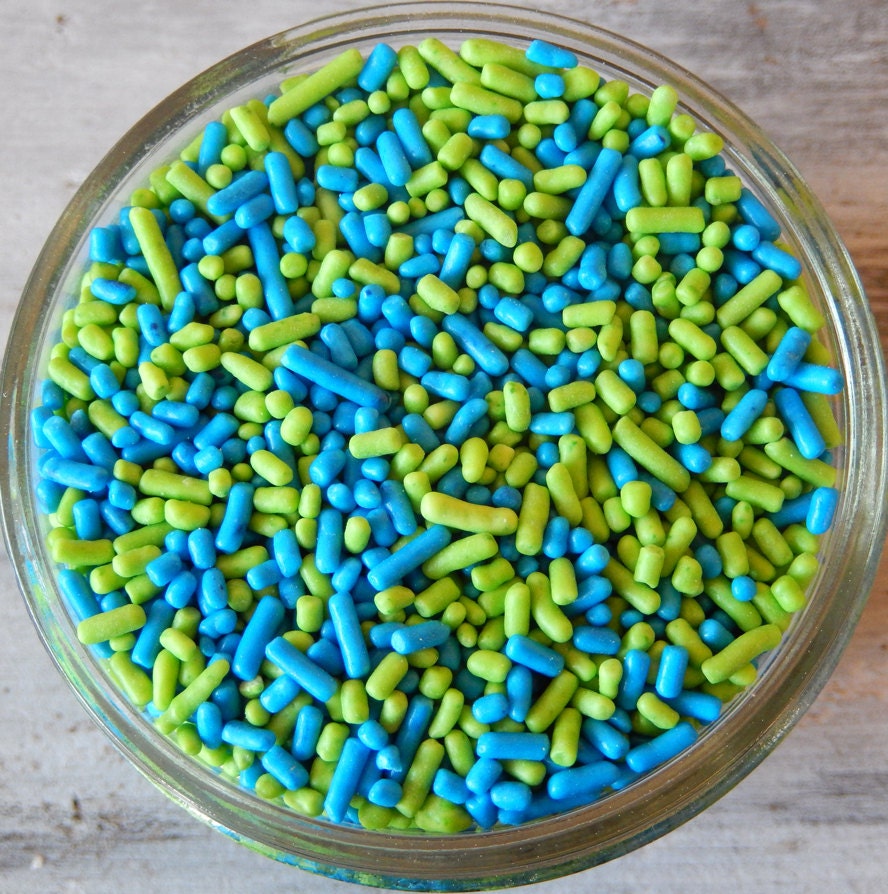 Sprinkles 3 oz Lime Green and Blue Jimmies Mix For