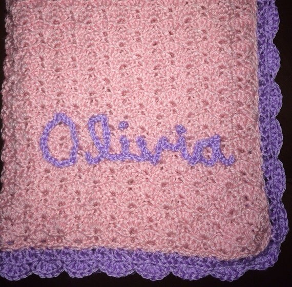 Pink and Purple Baby Blanket Crib Size Personalization Avaliable