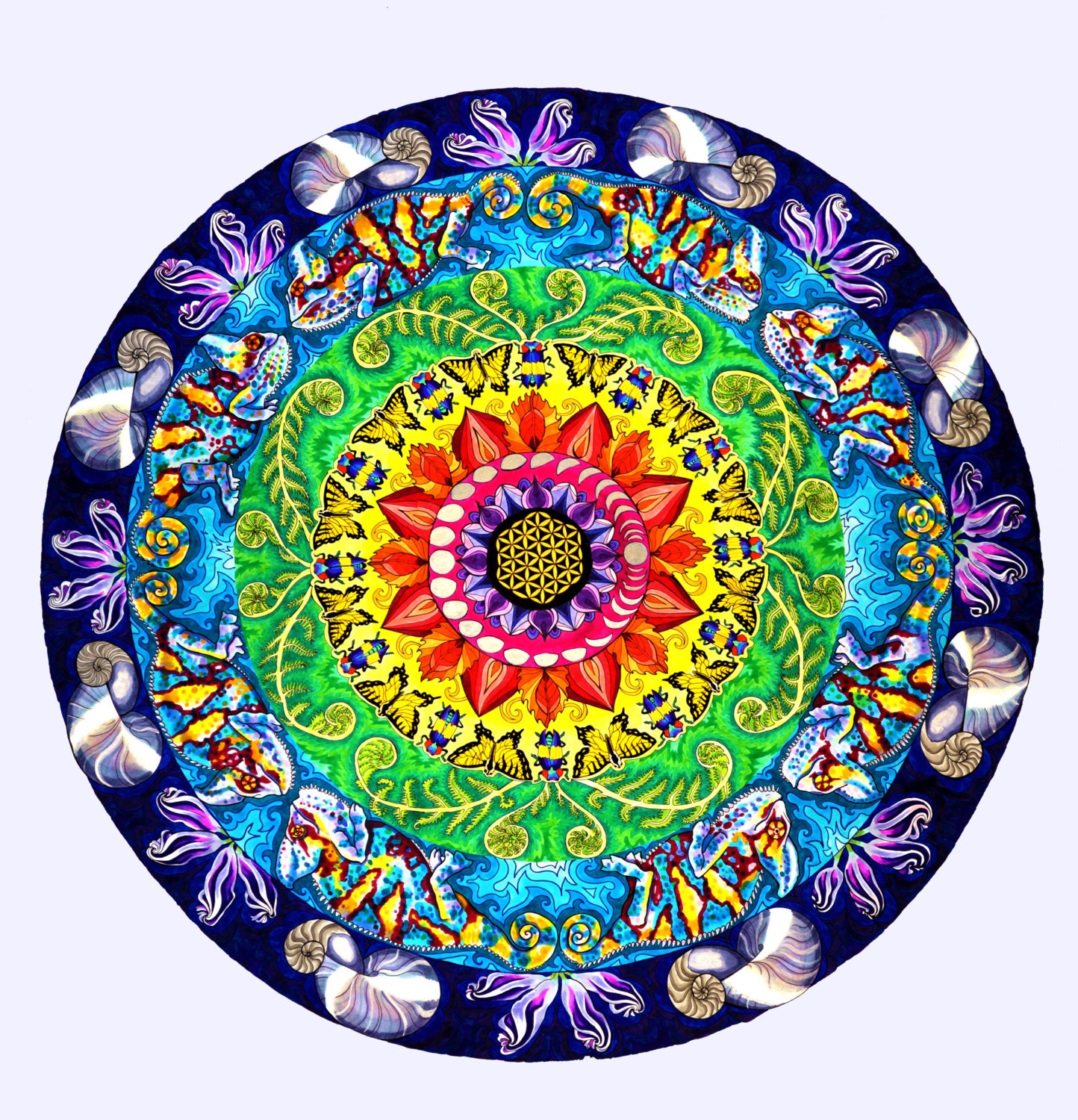 Samsara Mandala Print Psychedelic Trippy Spiritual Rainbow