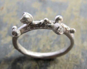 Organic sterling silver ring - textured silver ring