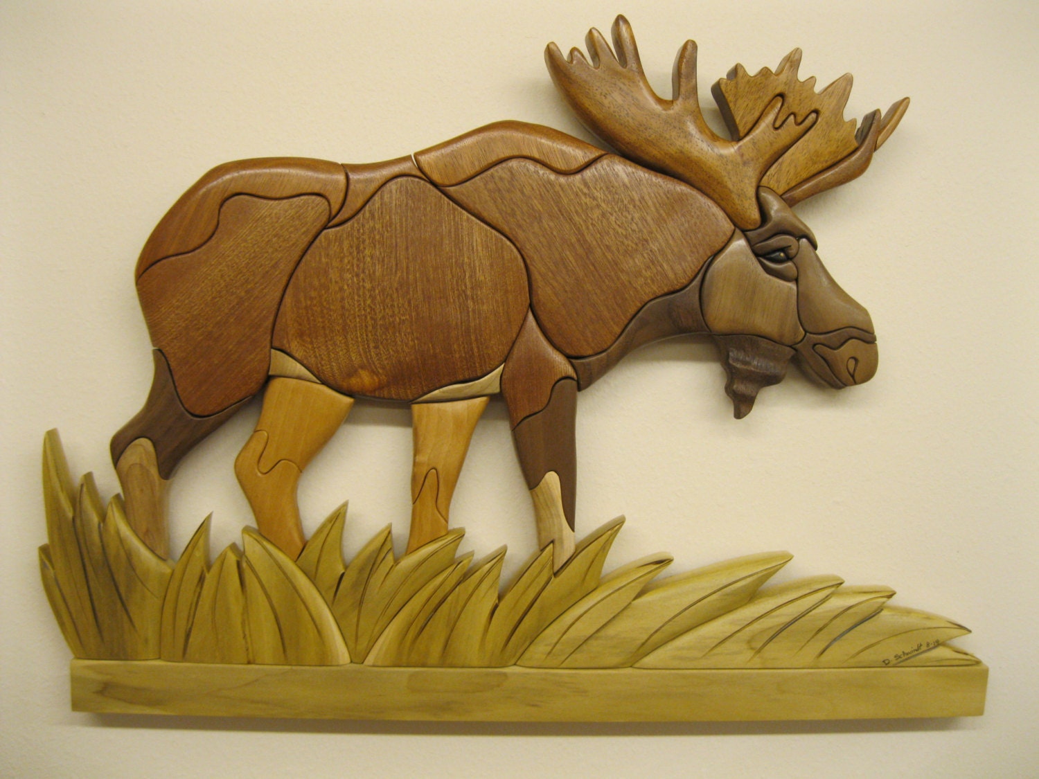MOOSE INTARSIA carved wood by Rakowoods Minnesota wildlife