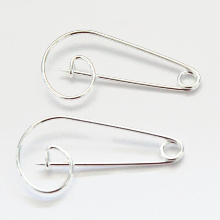 2 Large Silver Safety Pins Silver Safety Pin by WISHsupplies