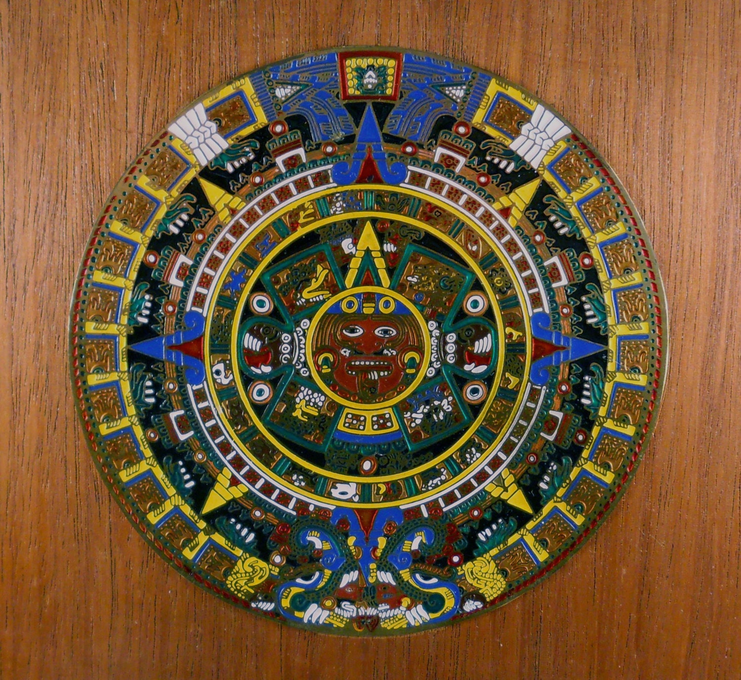 Wood Plaque hand decorated Artesanias Prehispanicas Made in