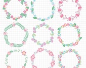 60% OFF SALE Easter Pastel Flower Wreath Clipart Circle Frame Wedding Clip Art Digital Download Il_170x135