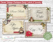 Christmas Classic Vintage Party Labels - INSTANT DOWNLOAD - Editable & Printable Decorations by Sassaby Il_170x135