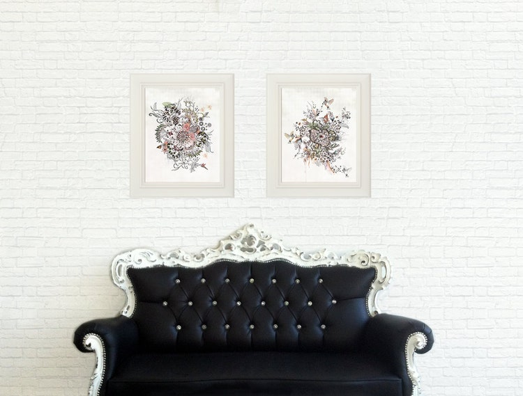 Home Decor Art Prints Set of 2 Prints Modern Art by lizkapiloto