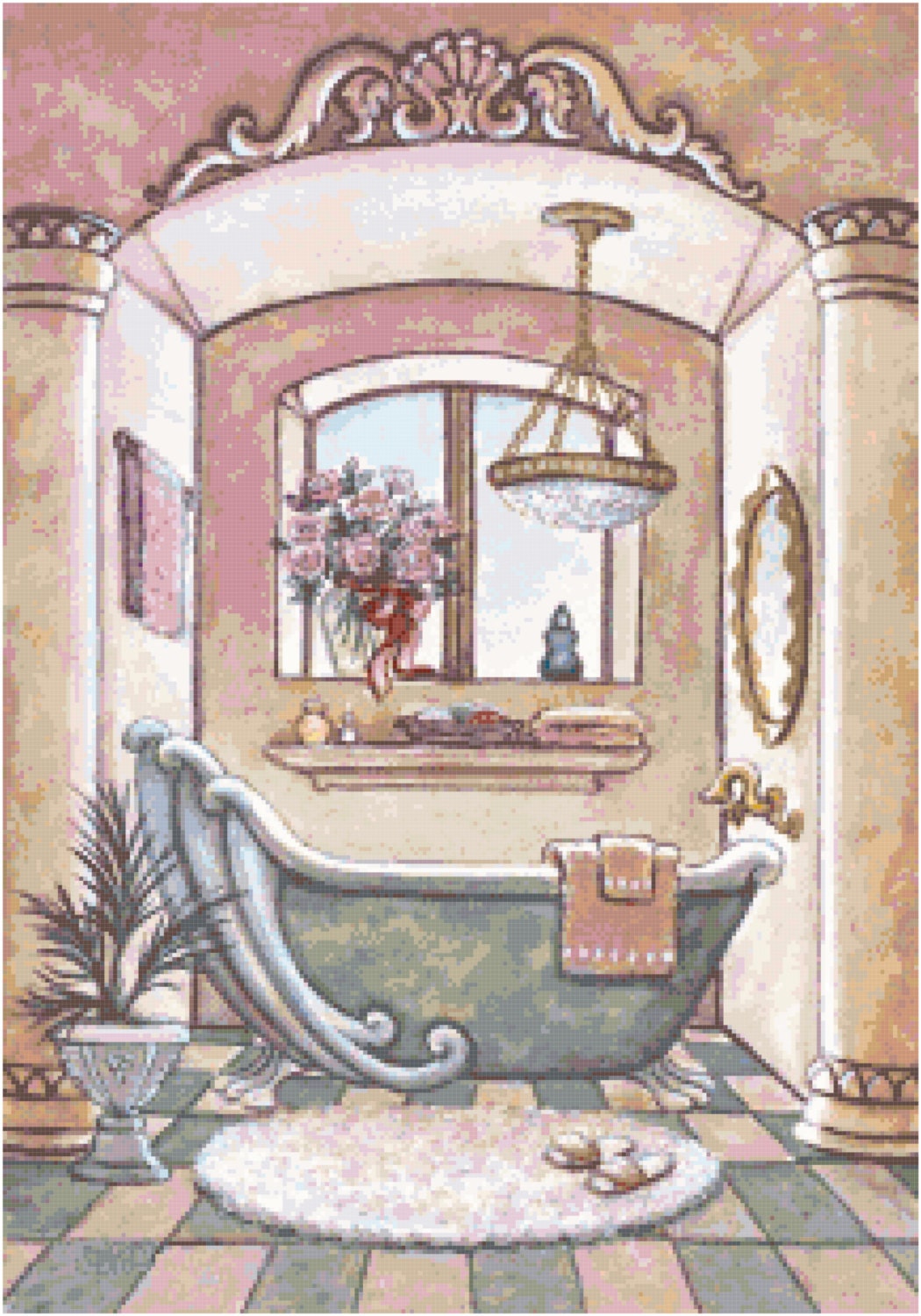 Bathroom 4 Cross Stitch Pattern