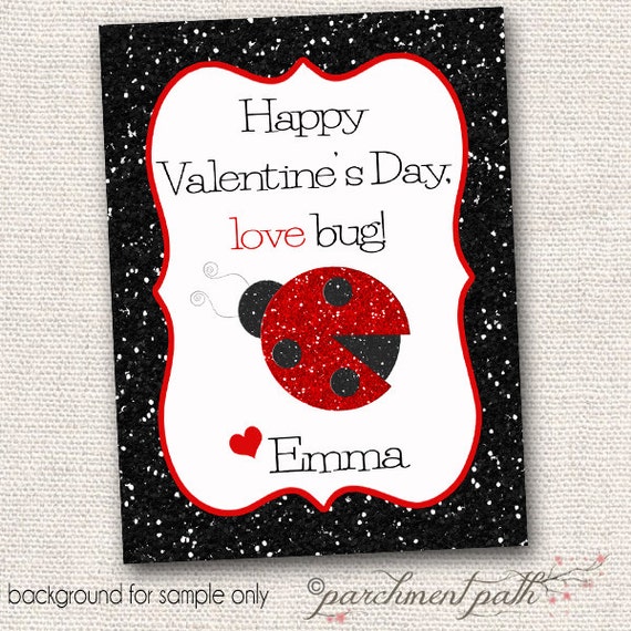 Items similar to Love Bug Valentines Personalized Valentine Cards