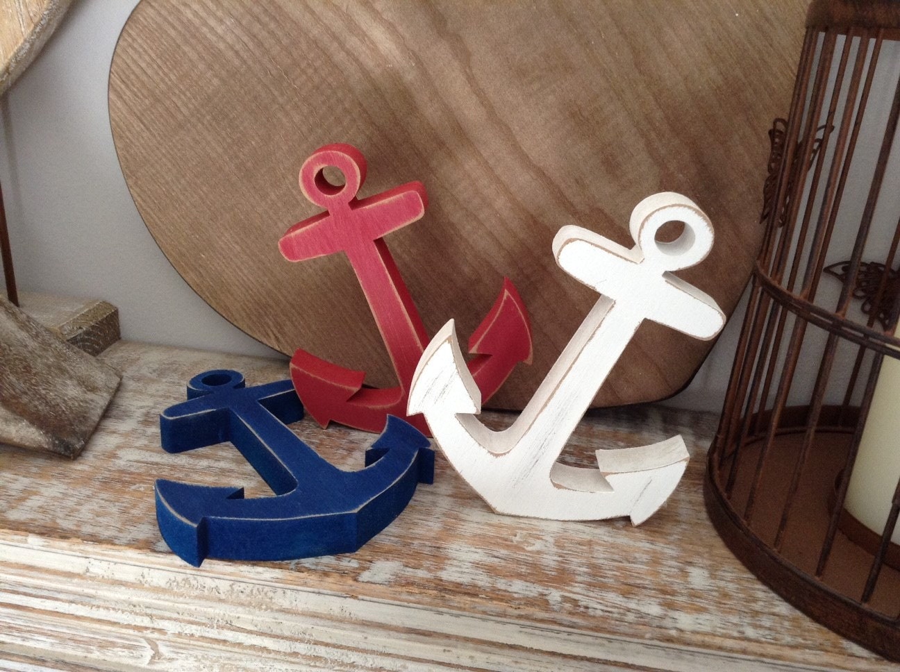 Painted Wooden Anchor Freestanding 15cm by LoveLettersMe on Etsy