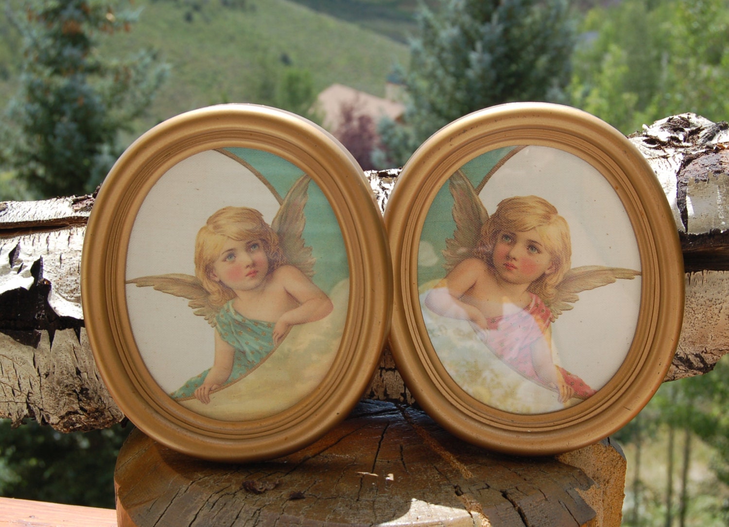 Angel Framed Print Vintage Set of 2 by BehindTheHiddenDoor