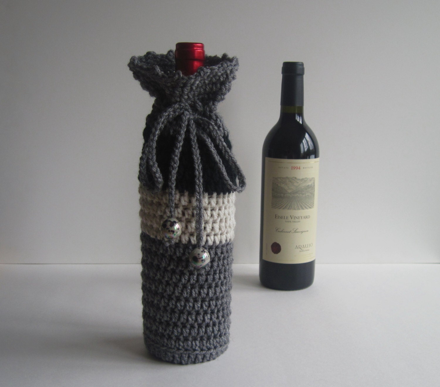 wine cozy crochet wine bottle covers sacks gift bags gray wine cozy crochet wine bottle covers sacks gift bags gray