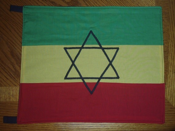 Rastafari Green Gold and Red Rasta Star of David flag