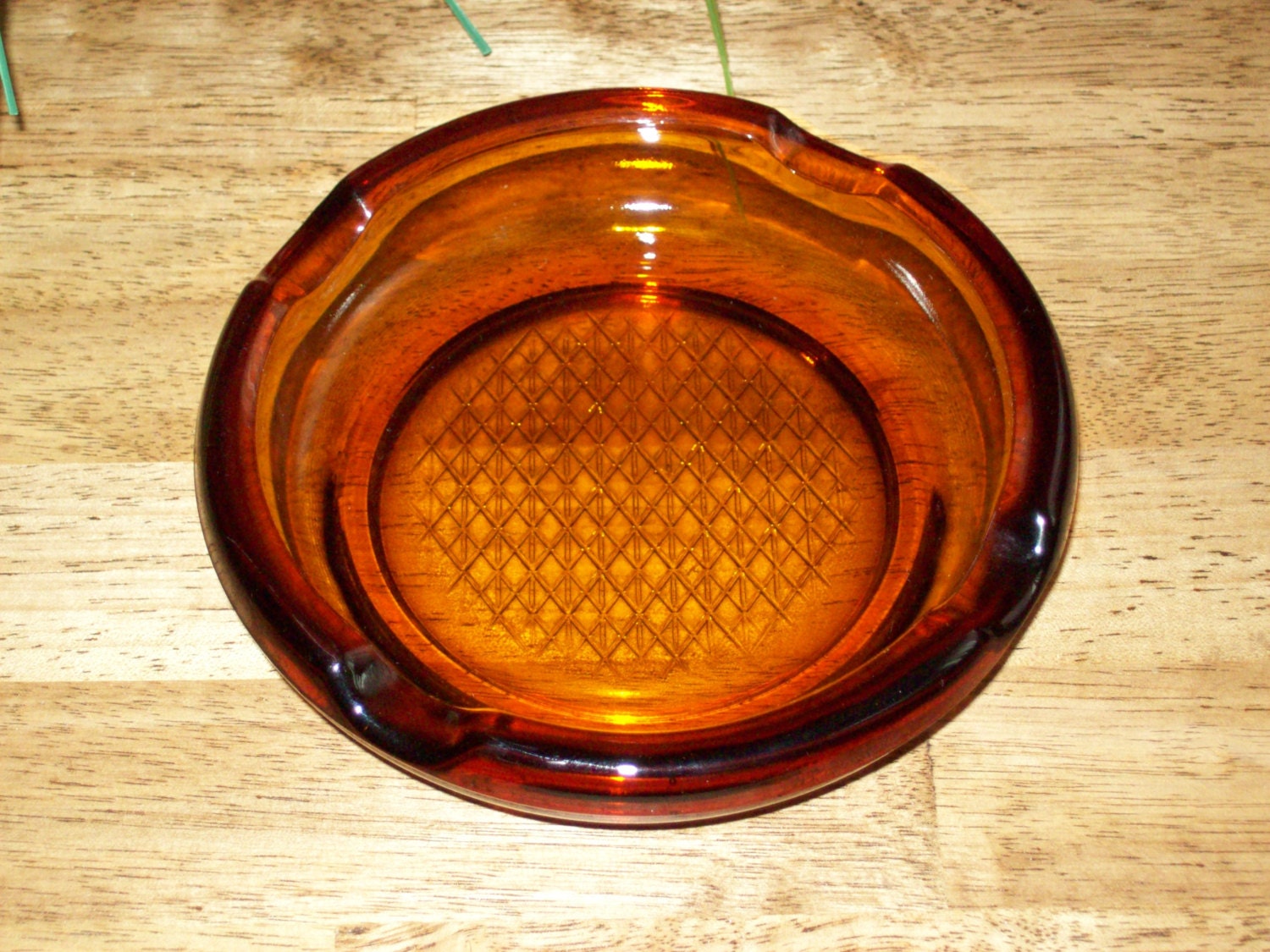 Ashtray Amber Glass