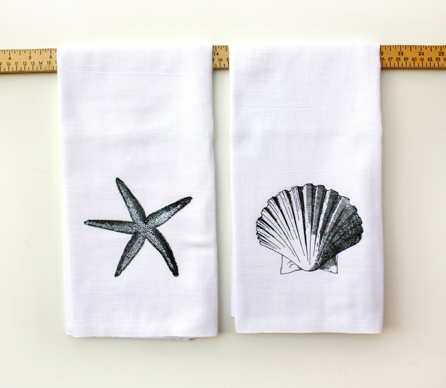Beach Decor Kitchen Towels Sea Shell or Starfish Kitchen