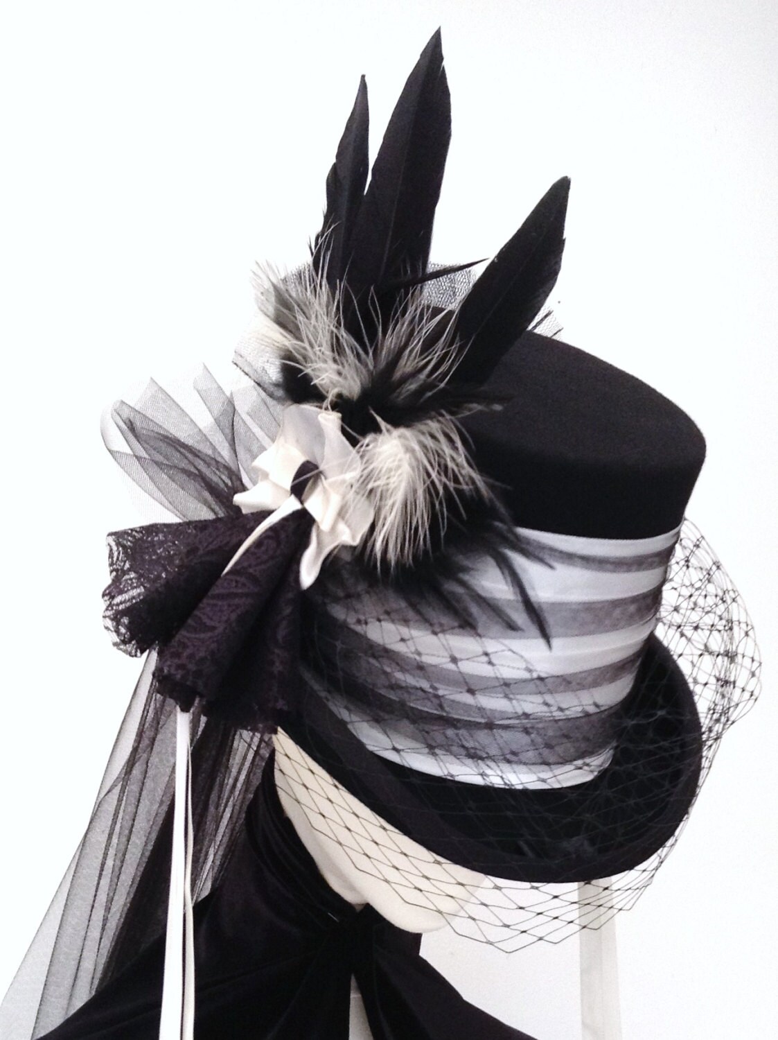 Victorian Gothic steampunk wedding top hat by Blackpin on Etsy