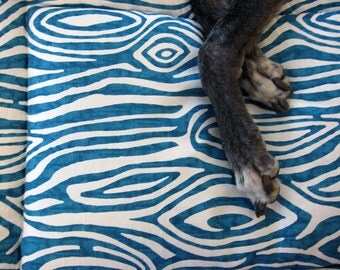 Dog Crate Mat, Pad, Cushion, Small 19"x30", Turquoise Blue Wood Grain Print with Fleece Back