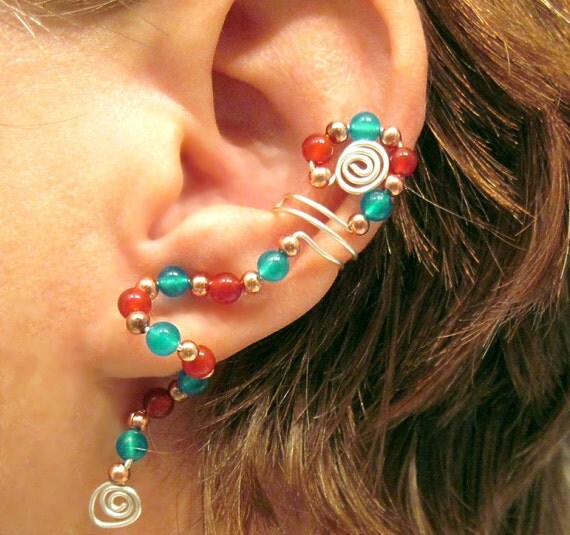 Cartilage  Ear Cuff  Kachina Carnelian by ArianrhodWolfchild