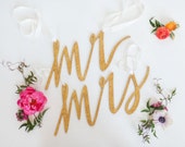 GOLD GLITTER chair signs for the Mr and Mrs