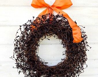 Halloween Wreath-Fall Door Wreath-BLACK & ORANGE Wreath-Holiday Wreath-Halloween Door Decor-Fall Wreath-Scented Wreaths-Custom Made Wreaths