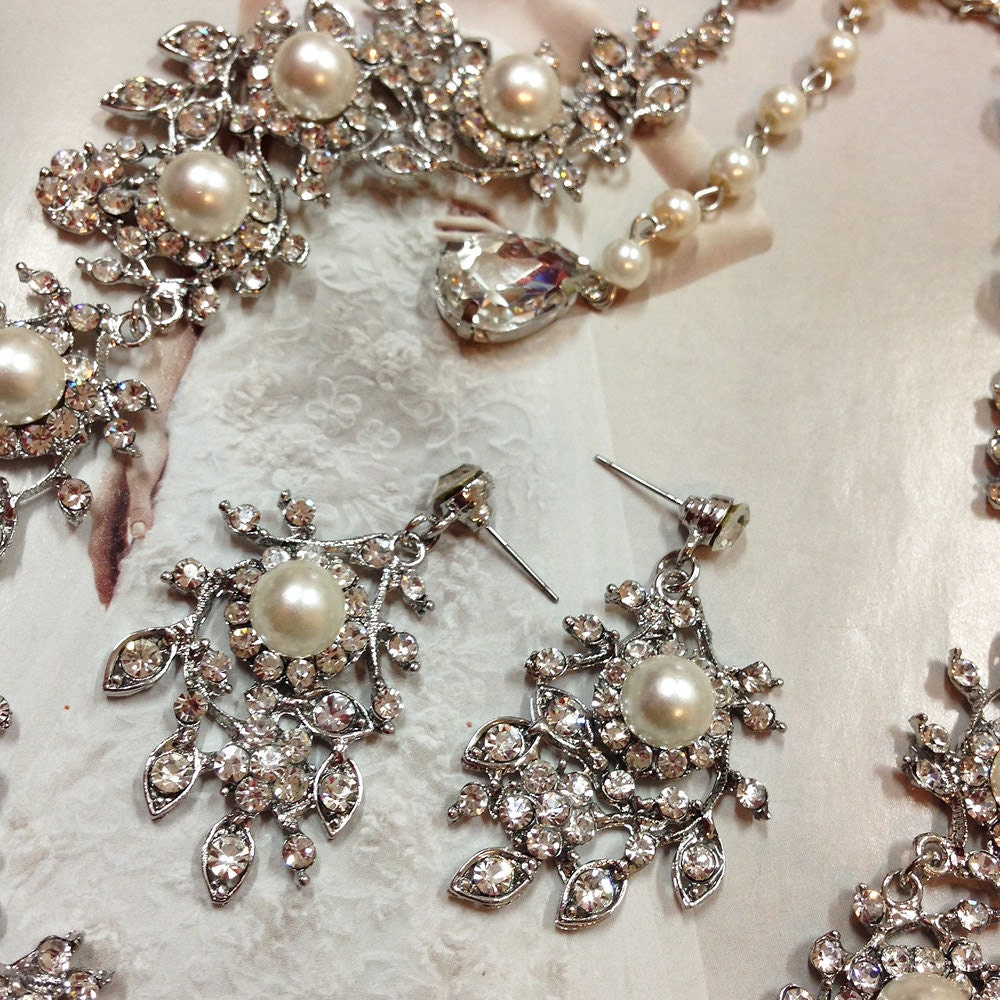 Wedding jewelry bridal jewelry set Bridal necklace earrings