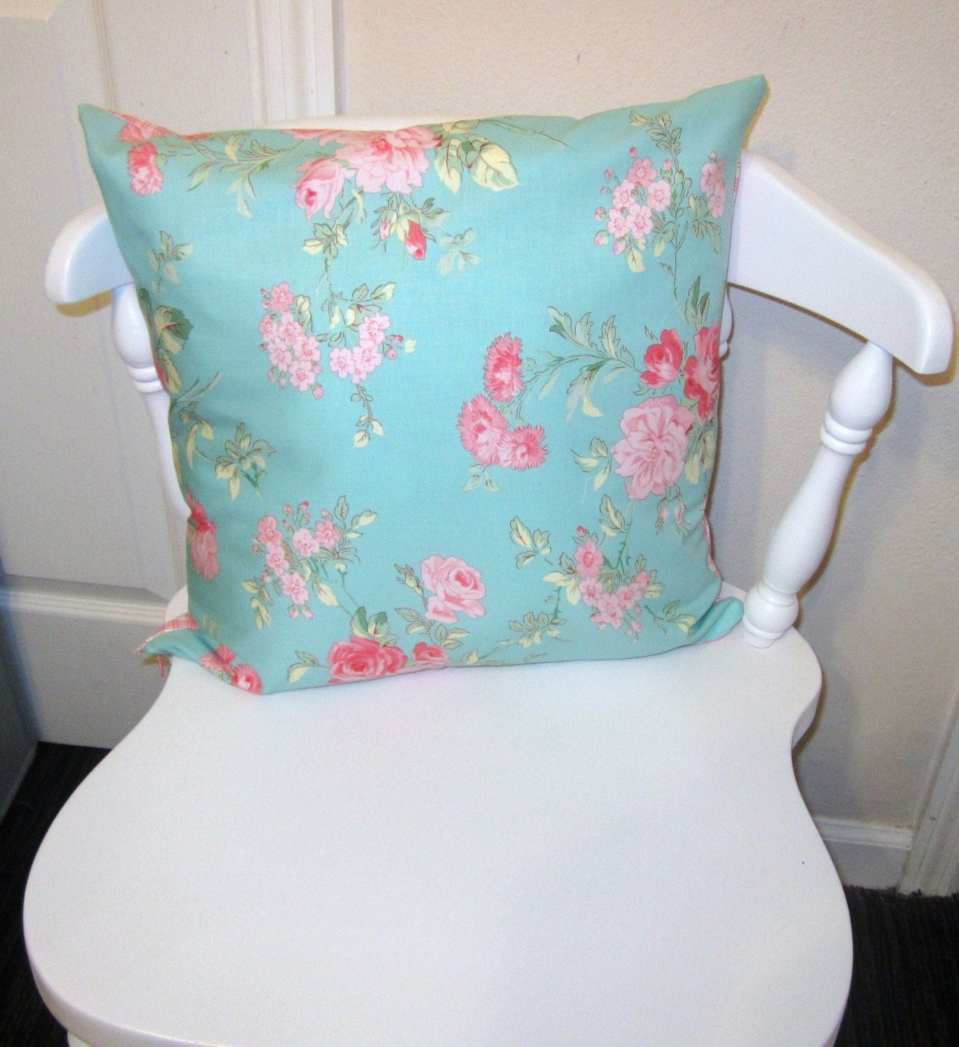 Shabby Chic Rose Throw Pillow Cover 16 X 16 with Invisible