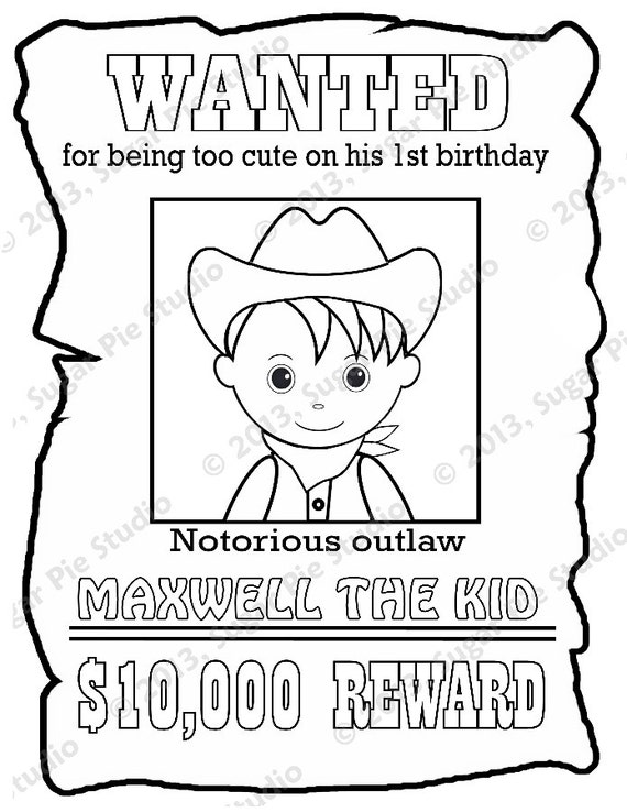 personalized printable wanted cowboy