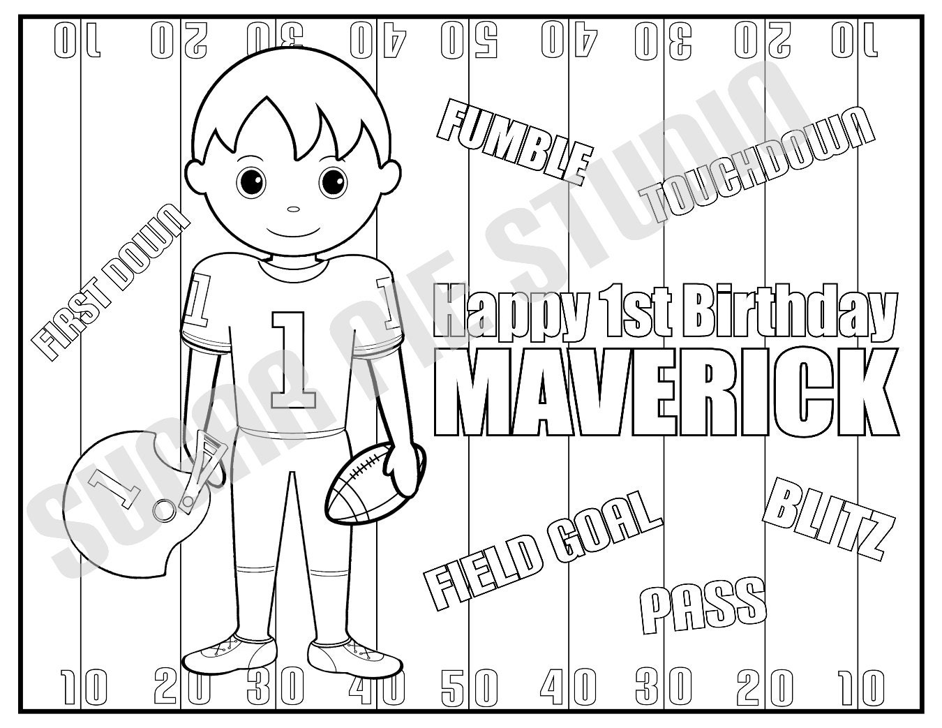 Personalized Printable Football Birthday Party Favor childrens