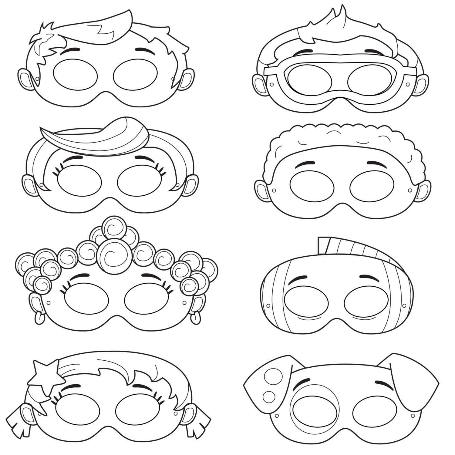 Download Mermaid Printable Coloring Masks fish mask puppy mask dog