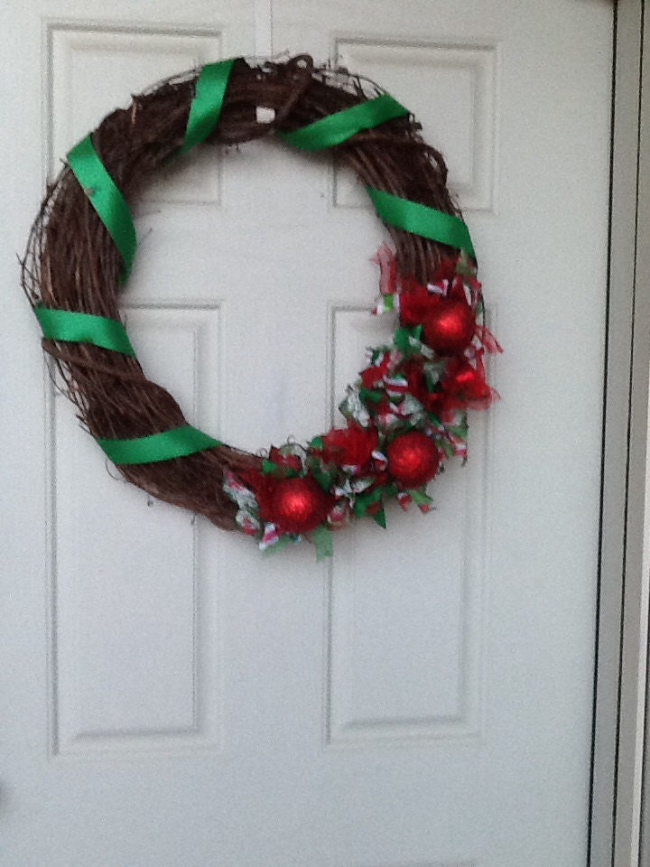 Grapevine Christmas Wreath - ribbon wreath housewares grapevine wreath home decor Christmas wreath flower wreath door decor