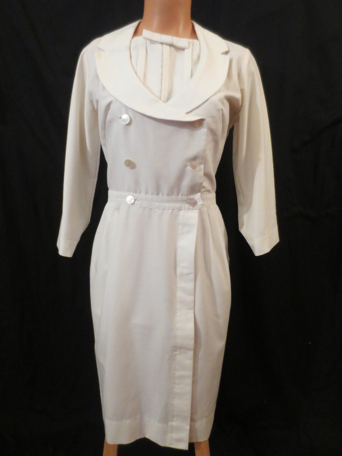 THIS WONT HURT vintage nurse uniform dress Barco hourglass sz