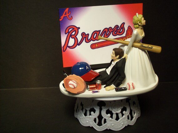 ATLANTA BRAVES BASEBALL Bride & Groom Wedding Cake Topper