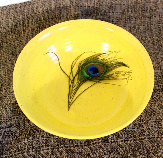 Items similar to Ceramic Pottery Bowl, Large Yellow Serving Bowl