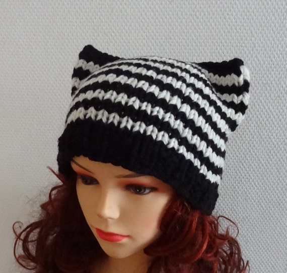 Cat Ears Hat Cat Beanie Chunky Knit Winter Accessories by Ifonka