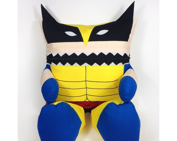 Wolverine Inspired Plush Character Pillow Zipper Pouch Wolverine Inspired Plush Character Pillow Zipper Pouch