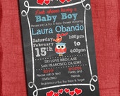 Printable Valentine's Love Bird Owl Baby Shower Chalkboard Style 4x6 or 5x7 Invitation-DIy Il_170x135