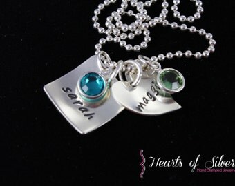 Hand Stamped Jewelry- Hand Stamped Necklace- Hand Stamped Mommy Jewelry- Personalized Sterling Silver Necklace