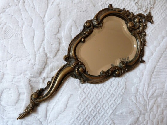 Antique Victorian Hand Mirror Antique Bronze Vanity Mirror W