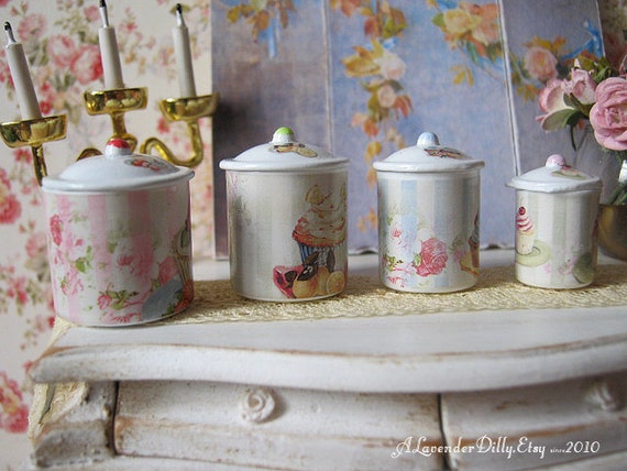 cupcake canisters for kitchen shabby cupcake kitchen canisters for dollhouse 1 12 scale cupcake canisters for kitchen shabby cupcake kitchen canisters for dollhouse 1 12 scale